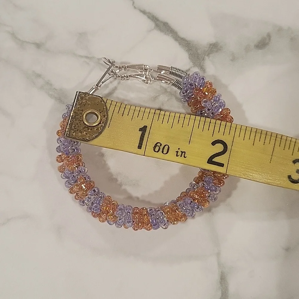 Wire Wrapped Beaded Hoop Earrings Southwestern Boho Artisan Festival Fairy